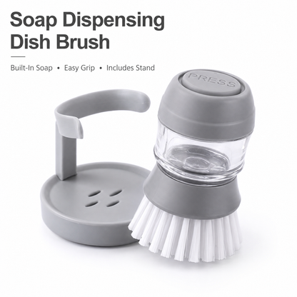 🎉 50k+ Sold 🧼 Soap Dispensing Dish Brush with Holder for Kitchen Sink & Cookware Cleaning