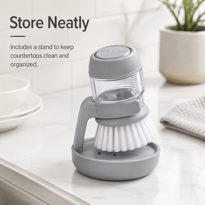 🎉 50k+ Sold 🧼 Soap Dispensing Dish Brush with Holder for Kitchen Sink & Cookware Cleaning