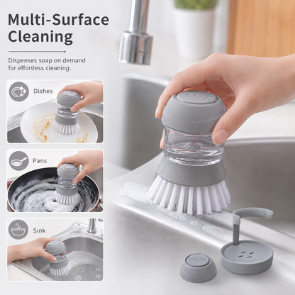 🎉 50k+ Sold 🧼 Soap Dispensing Dish Brush with Holder for Kitchen Sink & Cookware Cleaning